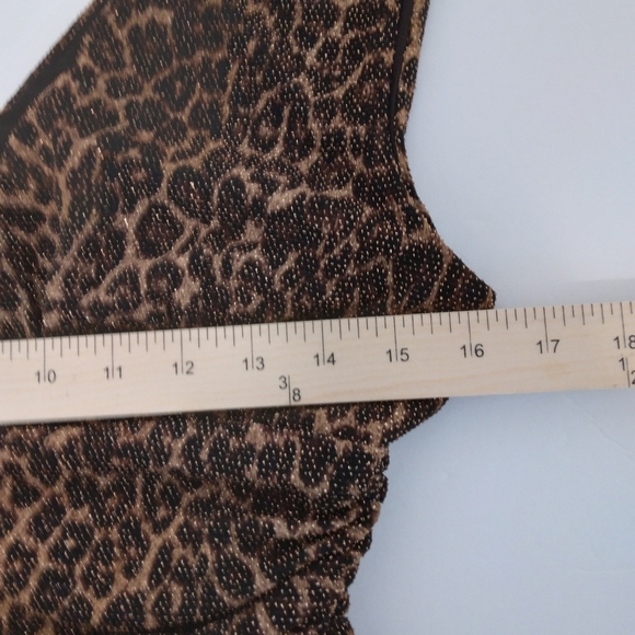 Size 10 Jessica Howard V Neck Leopard Print Brown Sleeveless Ruched Dress - Picture 10 of 10